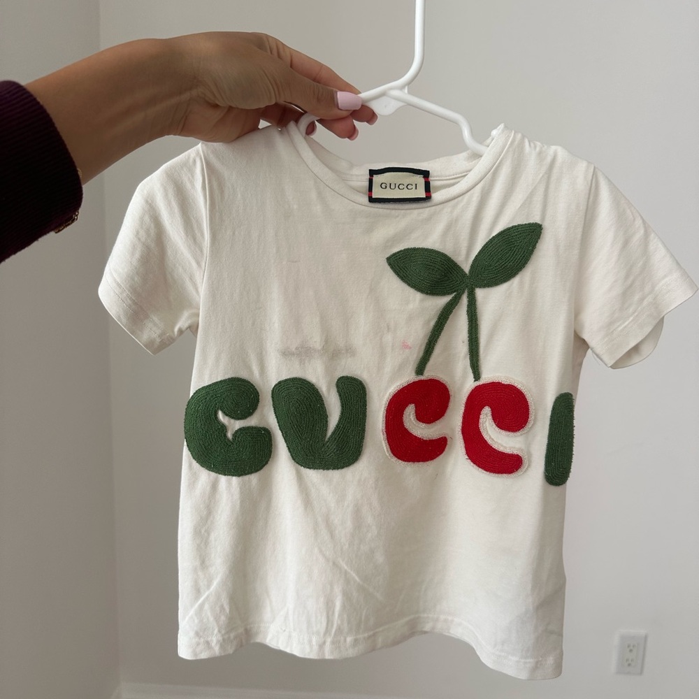 Authentic Gucci Kids White Cherry T-Shirt